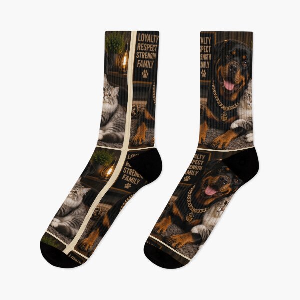 Item preview, Loyal Rottweiler and Cute Kitten Portrait Design designed and sold by BagFactoryUK.