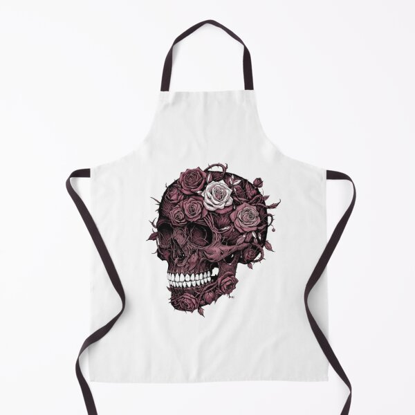 Item preview, Dark Gothic Skull with Thorns and Burgundy Roses designed and sold by ByKayaPrints.