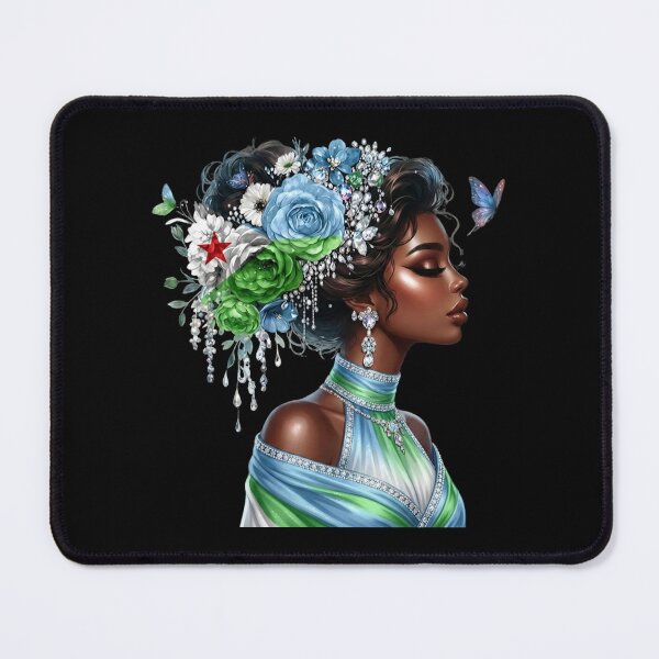 Item preview, Elegant Djibouti Beauty – Floral Flag Portrait designed and sold by DjibProp.