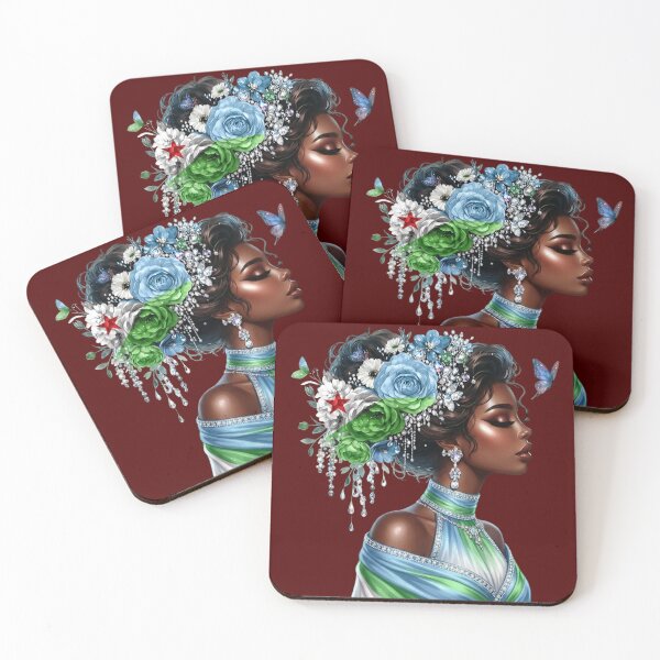 Item preview, Elegant Djibouti Beauty – Floral Flag Portrait designed and sold by DjibProp.