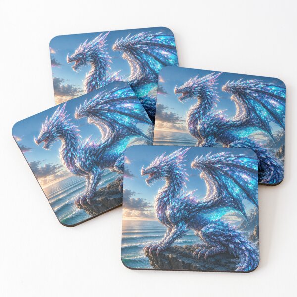 Item preview, Crystal Ocean Dragon | Blue Fantasy Dragon Wall Art designed and sold by DrakariArt.