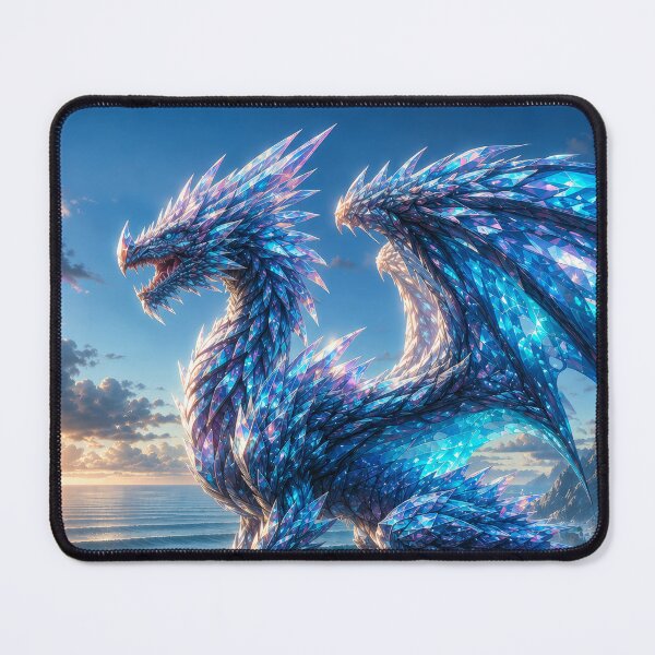 Item preview, Crystal Ocean Dragon | Blue Fantasy Dragon Wall Art designed and sold by DrakariArt.