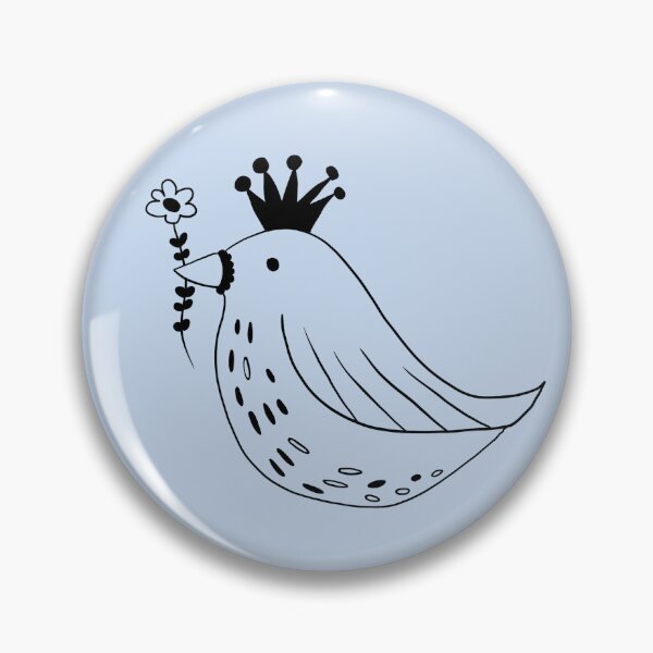 Item preview, Bird with Crown and Flowers Hand Drawn Line Art designed and sold by ashleywilks.