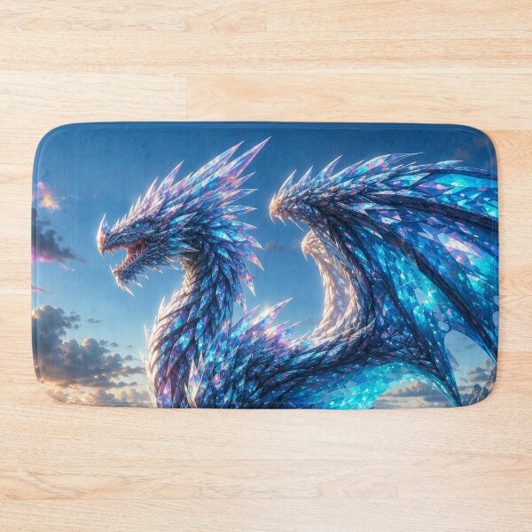 Item preview, Crystal Ocean Dragon | Blue Fantasy Dragon Wall Art designed and sold by DrakariArt.