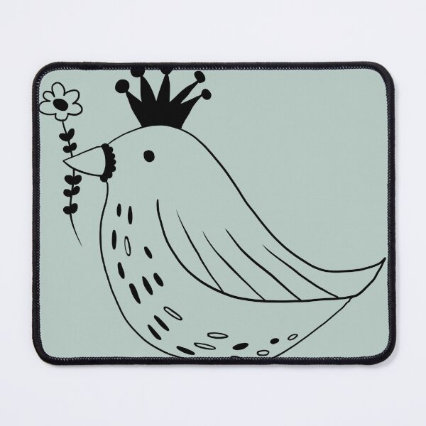 Item preview, Bird with Crown and Flowers Hand Drawn Line Art designed and sold by ashleywilks.