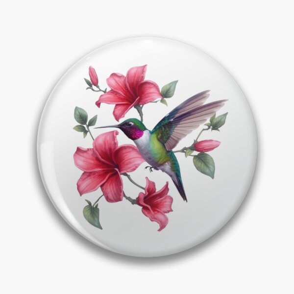 Item preview, Hummingbird and Pink Flowers Illustration designed and sold by ByKayaPrints.