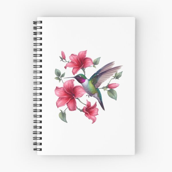 Item preview, Hummingbird and Pink Flowers Illustration designed and sold by ByKayaPrints.