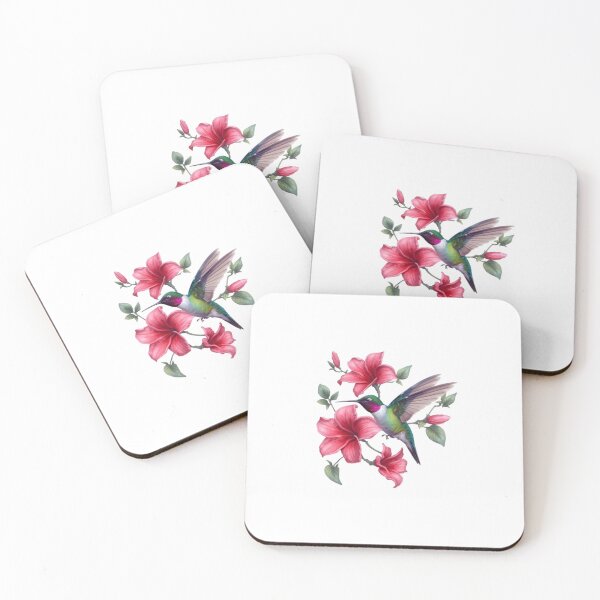 Item preview, Hummingbird and Pink Flowers Illustration designed and sold by ByKayaPrints.