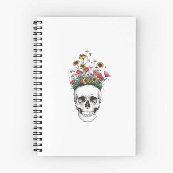 Item preview, Human Skull with Wildflowers Floral Illustration designed and sold by ByKayaPrints.