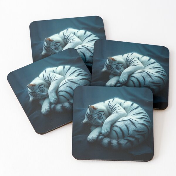 Item preview, Curled Up White Tiger Cub Sleeping designed and sold by Pioneer Spirit Market.