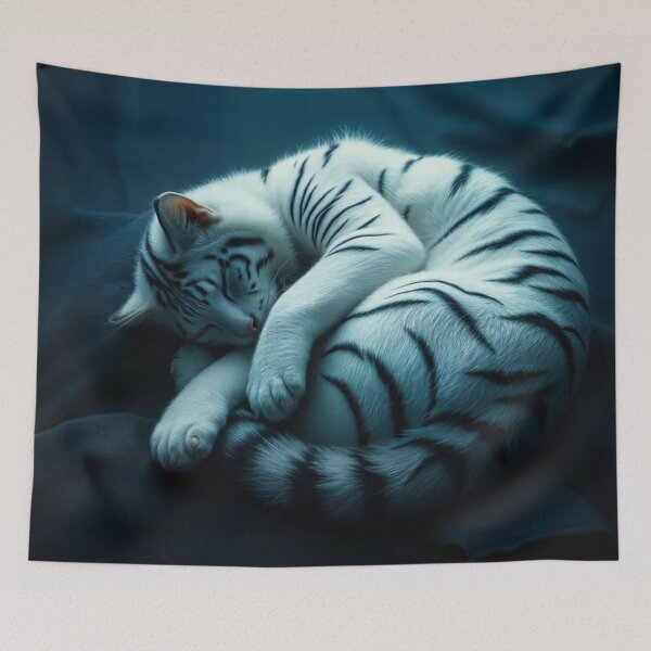 Item preview, Curled Up White Tiger Cub Sleeping designed and sold by Pioneer Spirit Market.