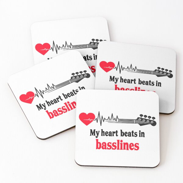 Aperçu de l'œuvre Conception de guitare basse My Heart Beats In Basslines créée et vendue par Symphatee.