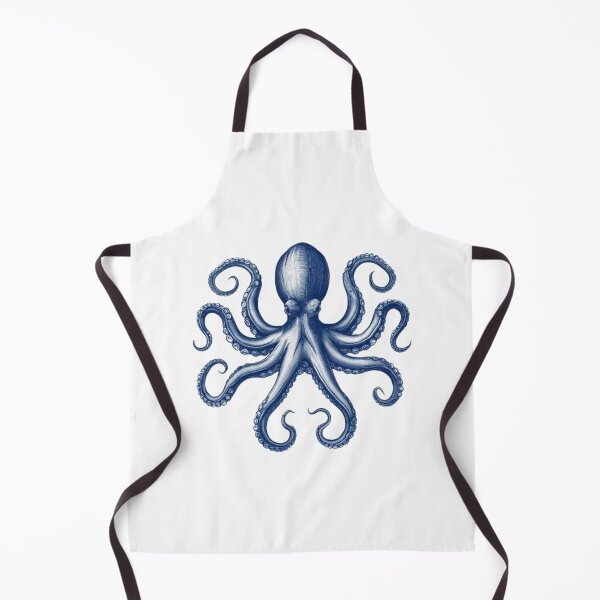 Item preview, Vintage Nautical Blue Octopus Engraving Illustration designed and sold by ByKayaPrints.