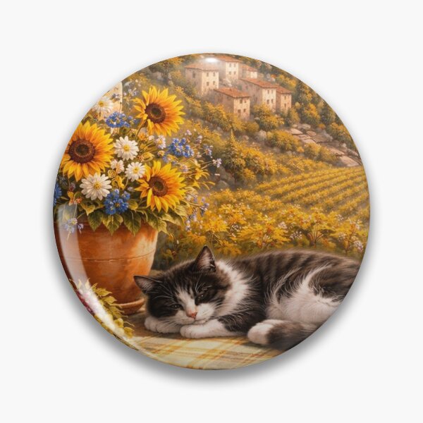 Item preview, Sleeping Cat on Stone Terrace with Tuscan View designed and sold by Pioneer Spirit Market.