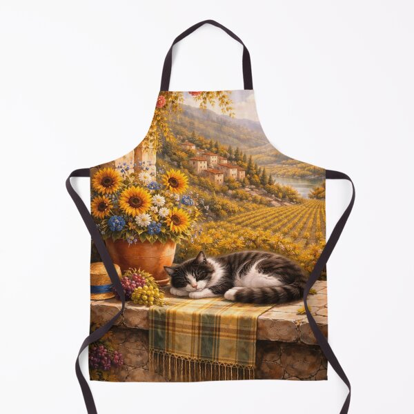 Item preview, Sleeping Cat on Stone Terrace with Tuscan View designed and sold by Pioneer Spirit Market.