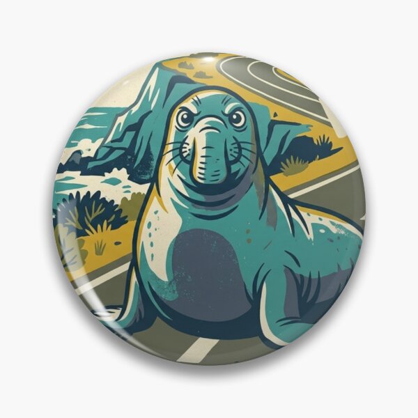 Item preview, Caution Seal Crossing Retro Travel Poster Design designed and sold by NKWealthDesign.