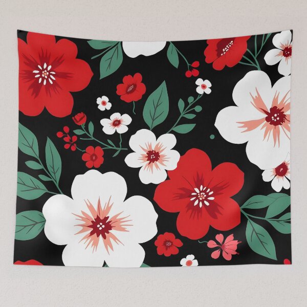 Item preview, Red and white floral pattern designed and sold by Nolan6.