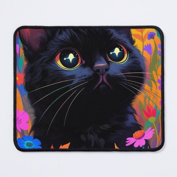 Item preview, Black Cat with Starry Eyes in Colorful Leaves designed and sold by Pioneer Spirit Market.
