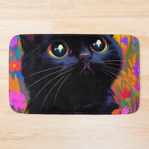 Item preview, Black Cat with Starry Eyes in Colorful Leaves designed and sold by Pioneer Spirit Market.