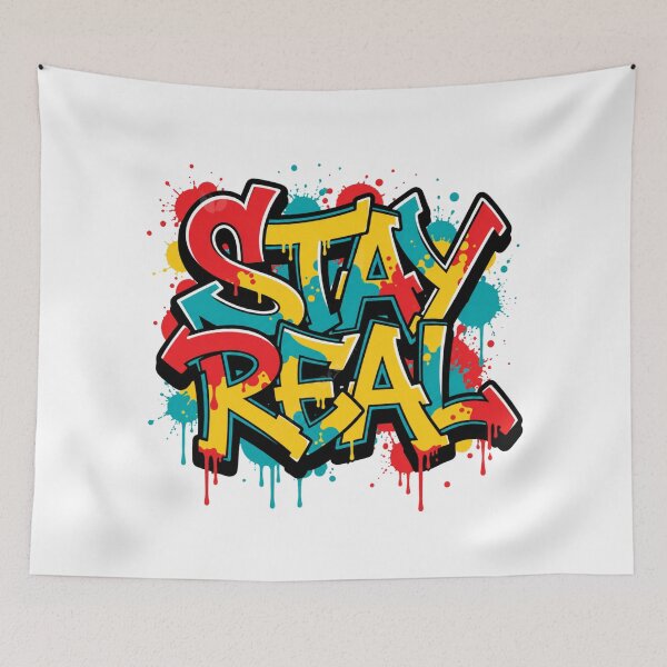 Item preview, ?? Stay Real Graffiti Typography Graphic T-Shirt | Urban Street Art Design designed and sold by MAStrends.