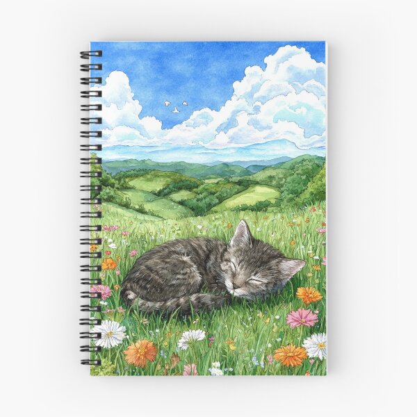 Item preview, Sleeping Cat in Flower Meadow Watercolor designed and sold by Pioneer Spirit Market.