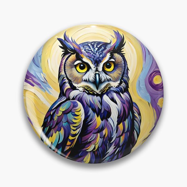 Item preview, Vibrant Blue and Purple Owl on a Starry Night designed and sold by Shelley Loewnau-Jones Studio.