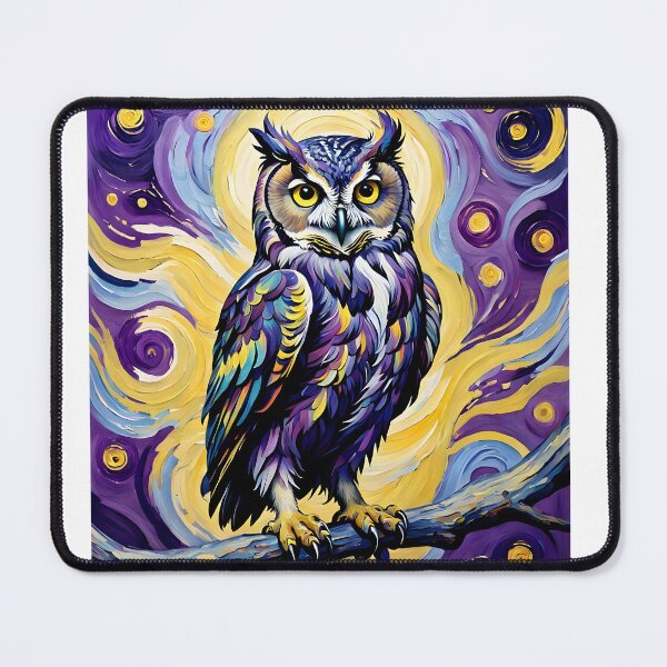 Item preview, Vibrant Blue and Purple Owl on a Starry Night designed and sold by Shelley Loewnau-Jones Studio.