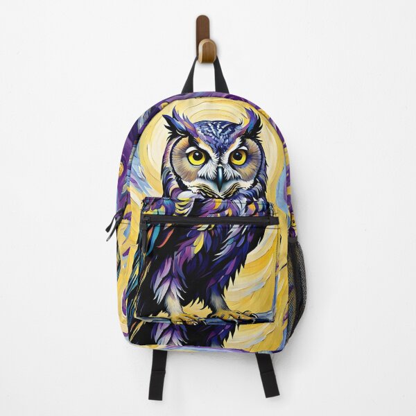 Item preview, Vibrant Blue and Purple Owl on a Starry Night designed and sold by Shelley Loewnau-Jones Studio.