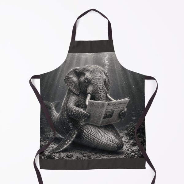 Item preview, Elephant Whale Hybrid Reading Newspaper Underwater | Surreal Ocean Wildlife Art designed and sold by HOUSE OF TIST.