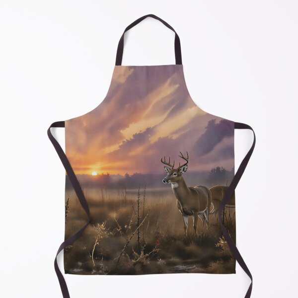Item preview, Whitetail Deer Buck and Doe in Misty Meadow at Sunset designed and sold by RebelPawz.