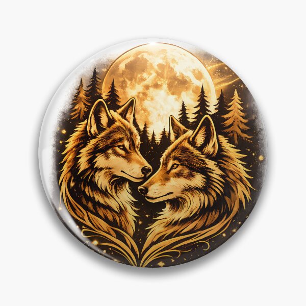 Item preview, Golden Wolf Moon Spirit – Celestial Twin Wolves Design designed and sold by SupernovaNote.