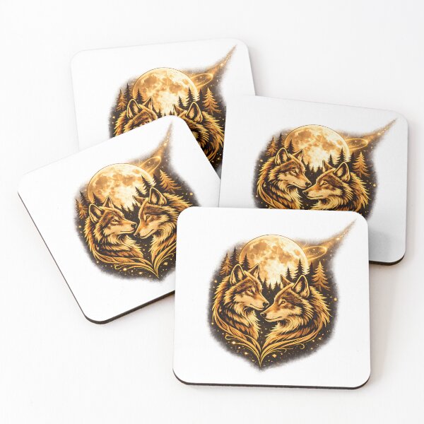 Item preview, Golden Wolf Moon Spirit – Celestial Twin Wolves Design designed and sold by SupernovaNote.