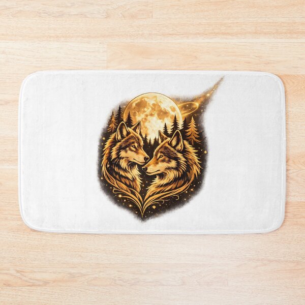 Item preview, Golden Wolf Moon Spirit – Celestial Twin Wolves Design designed and sold by SupernovaNote.