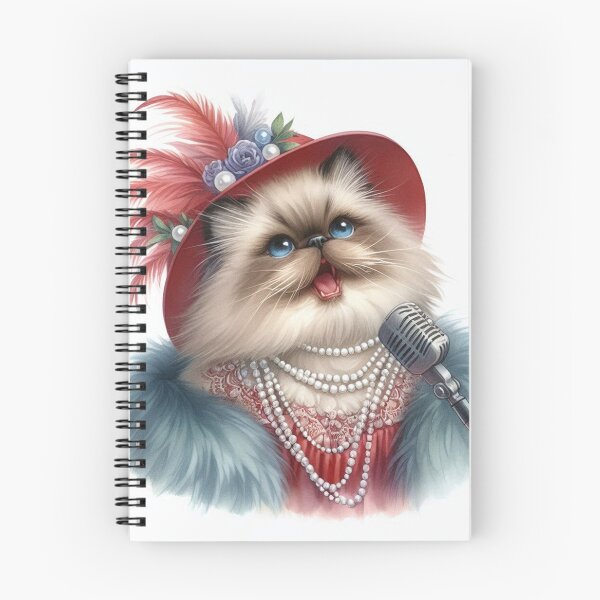 Item preview, Himalayan Cat Singing in Red Hat and Pearls designed and sold by Pioneer Spirit Market.