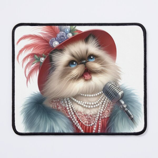 Item preview, Himalayan Cat Singing in Red Hat and Pearls designed and sold by Pioneer Spirit Market.