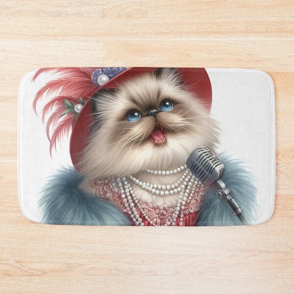 Item preview, Himalayan Cat Singing in Red Hat and Pearls designed and sold by Pioneer Spirit Market.