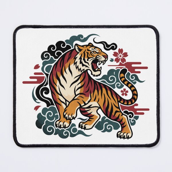 Item preview, Roaring Tiger Japanese Vintage Sakura Illustration designed and sold by ArtTodayShop.