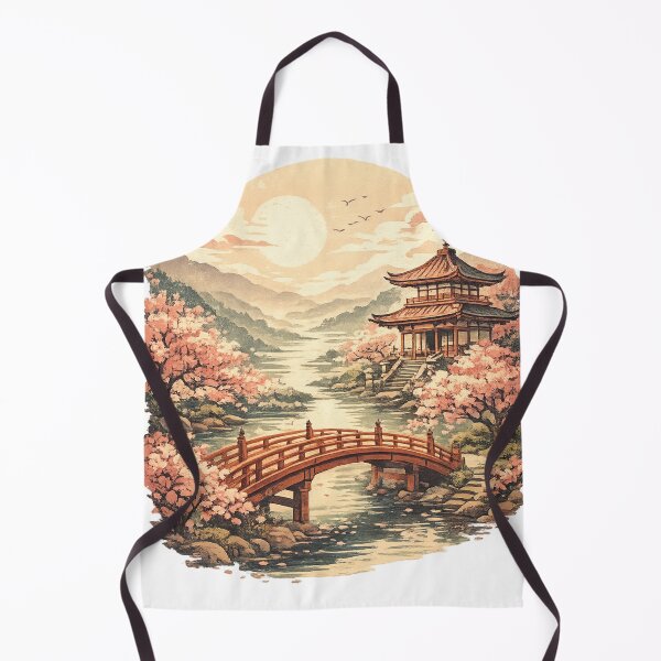 Item preview, Japanese Pagoda Temple with Cherry Blossoms - Asian Landscape Art designed and sold by irfanshikh.
