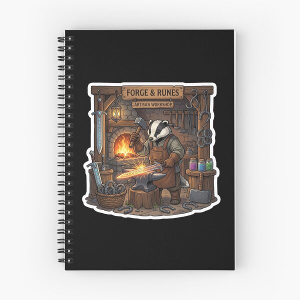 Item preview, Forge & Runes Artisan Workshop Sticker | Fantasy Badger Blacksmith | Medieval Swordsmith RPG Art designed and sold by MrDev.