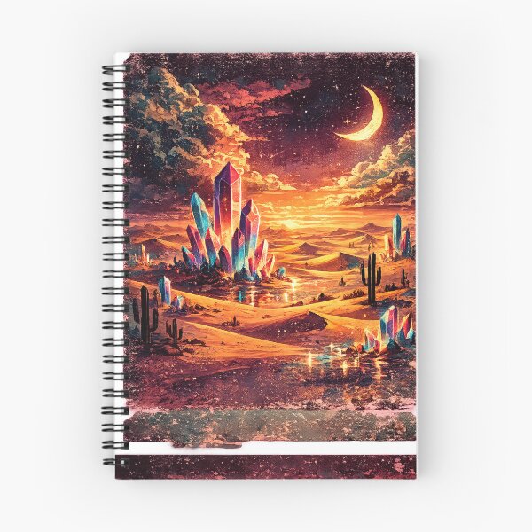 Item preview, Alien Desert Night with Glowing Crystals and Crescent Moon designed and sold by irfanshikh.