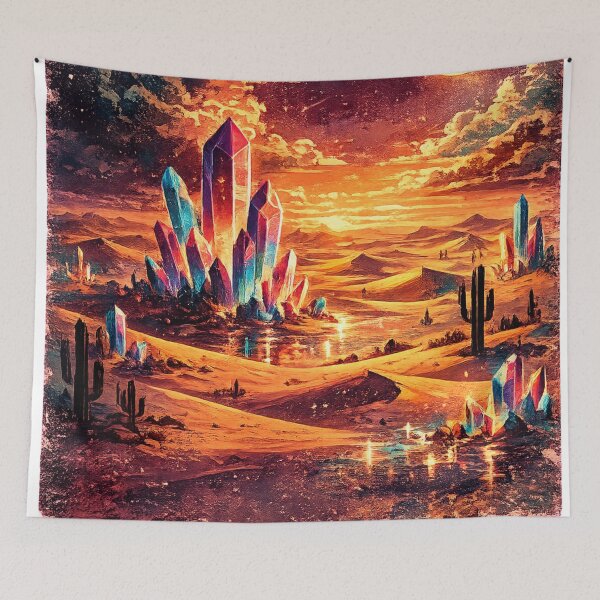 Item preview, Alien Desert Night with Glowing Crystals and Crescent Moon designed and sold by irfanshikh.