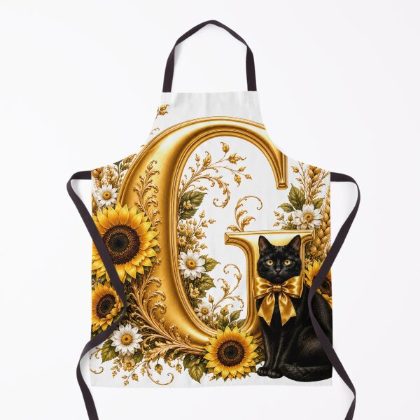Item preview, Monograma floral com a letra G, gato preto, girassol e inicial botânica dourada | Arte elegante com o alfabeto designed and sold by MoodLay.
