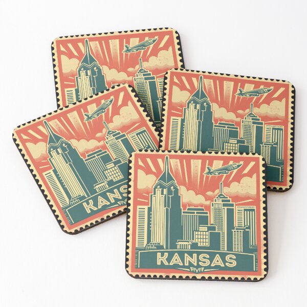 Item preview, Kansas Vintage Postage Stamp - Wichita Skyline designed and sold by tiigerdad.