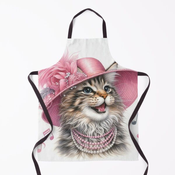 Item preview, Maine Coon Cat Singing in Pink Feather Hat designed and sold by Pioneer Spirit Market.