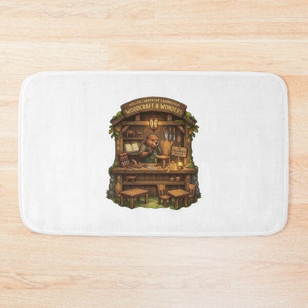 Item preview, Woodcraft & Wonders | Master Carpenter's Workshop | Enchanted Beaver Woodworker | Woodland Furniture Maker | Cottagecore Woodworking Gift designed and sold by MrDev.