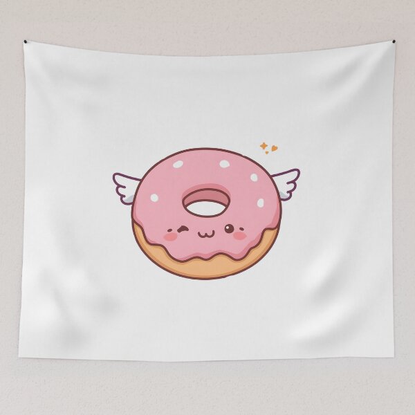 Item preview, Cute Pink Donut Sticker | Kawaii Flying Donut Cartoon Aesthetic Design designed and sold by dreamz-world.