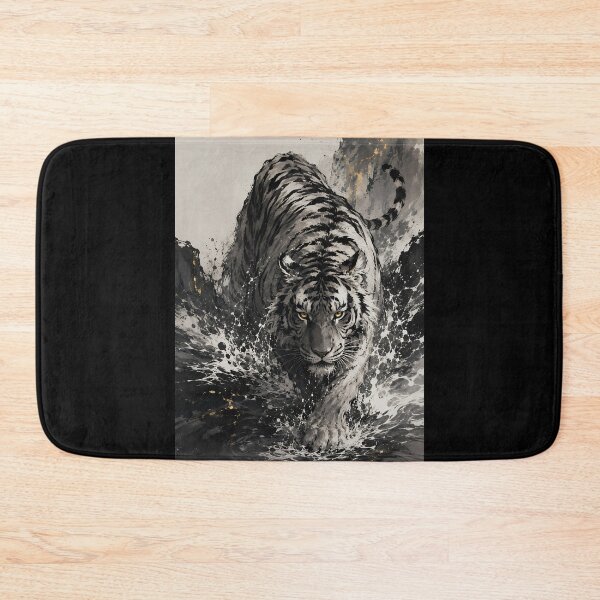 Item preview, White Tiger Crossing the Rapids | Chinese Ink Wash Tiger Art designed and sold by ManJiangHong.