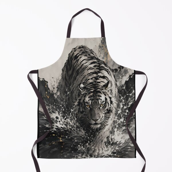 Item preview, White Tiger Crossing the Rapids | Chinese Ink Wash Tiger Art designed and sold by ManJiangHong.