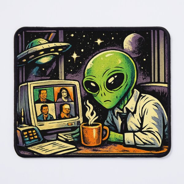 Item preview, Alien Office Meeting Retro Sci-Fi Humor designed and sold by VivaStencil.