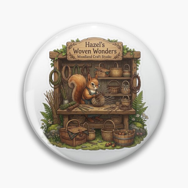 Item preview, Hazel's Woven Wonders | Woodland Craft Studio | Basket Weaving Squirrel | Cottagecore Fiber Arts | Rustic Handmade Basket Maker Gift designed and sold by MrDev.